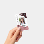 先生の写真ID （従業員の学生ピンクブラウン） バッジ (手持ち)