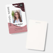 先生の写真ID （従業員の学生ピンクブラウン） バッジ (正面＆裏面)