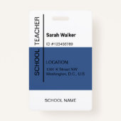 先生の写真ID （従業員または学生の青） バッジ (裏面)