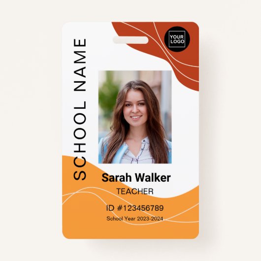 先生の写真ID （従業員または学生の黄色） バッジ (正面)