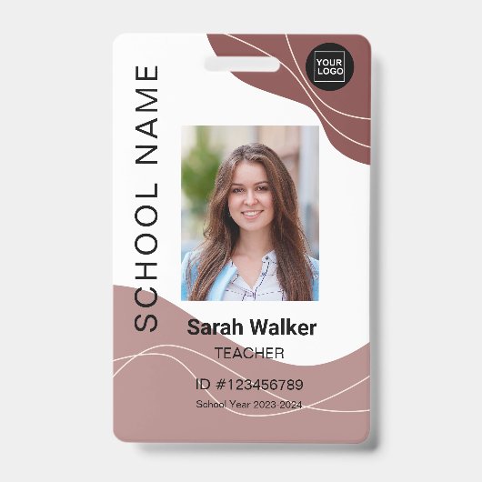 先生の写真ID (従業員または学生のMocco) バッジ (正面)