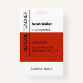 先生の写真ID （従業員または学生のterracotta） バッジ (裏面)