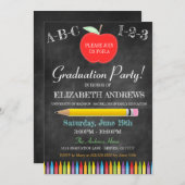 先生の卒業の招待状-黒板- Apple 招待状 (正面/裏面)