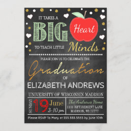 先生の卒業の黒板は大きいハートを取ります 招待状