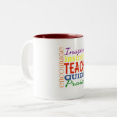 先生の単語写真の先生の学校の子供 ツートーンマグカップ (正面左)