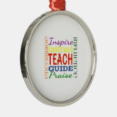 先生の単語写真の先生の学校の子供 メタルオーナメント (右)