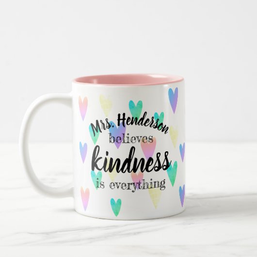 先生の名信じ前はピンク ツートーンマグカップ (左)