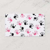 先生の名刺のピンク及び黒いHandprints 名刺 (裏面)