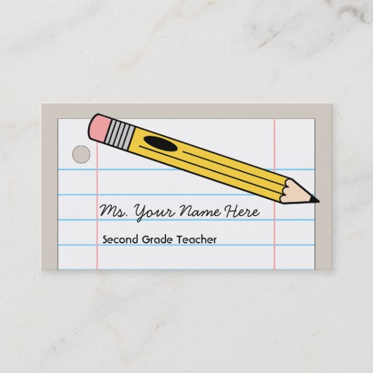 先生の名刺-鉛筆および紙 名刺 (正面)