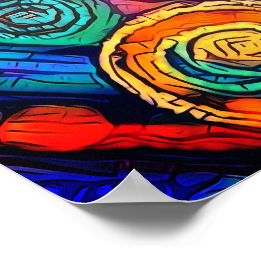 先生の名前とクラスのロック、カラフルおもしろい ポスター (角)