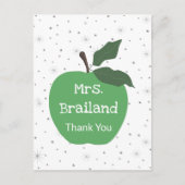 先生の名前をカスタマイズした緑のリンゴ ポストカード (正面)