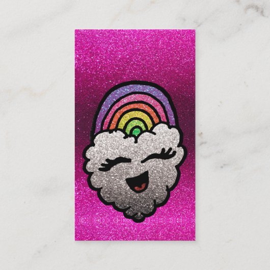 先生の名前レインボーグリッターハートクラウドキッズ 名刺 (裏面)