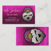 先生の名前レインボーグリッターハートクラウドキッズ 名刺 (正面/裏面)