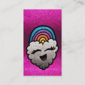 先生の名前レインボーグリッターハートクラウドキッズ 名刺 (裏面)
