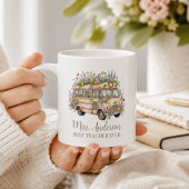 先生の名前入りスクールバスの水彩ステッカー コーヒーマグカップ