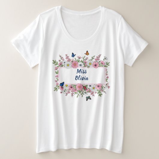 先生の名前入り学校Tシャツ ギフト プラスサイズTシャツ (デザイン正面)