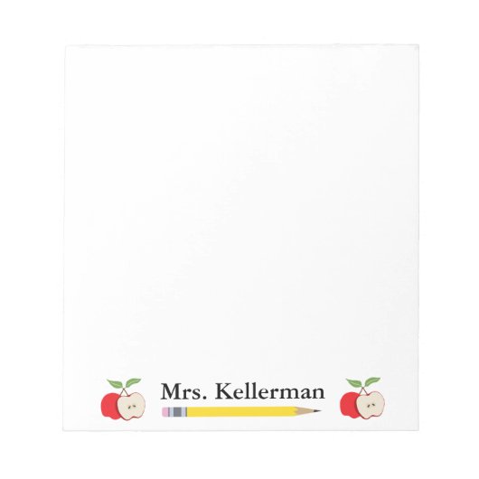 先生の名前（AppleとPencil 5.5 x 6） ノートパッド (正面)