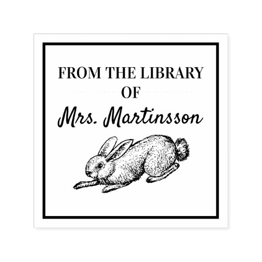 先生の図書館のウサギ セルフインキングスタンプ (デザイン)