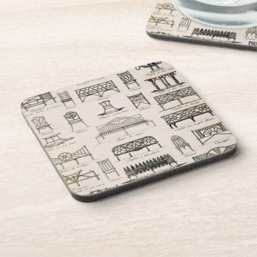 「先生の大要からの庭座席のためのデザイン、 コースター (左側)