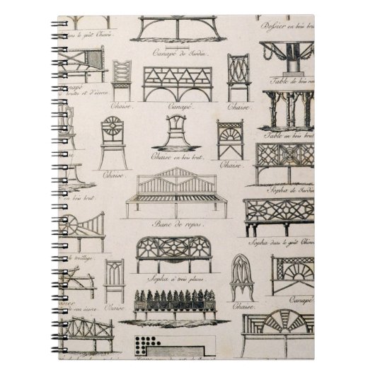 「先生の大要からの庭座席のためのデザイン、 ノートブック (正面)