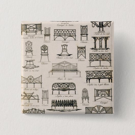 「先生の大要からの庭座席のためのデザイン、 缶バッジ (正面)