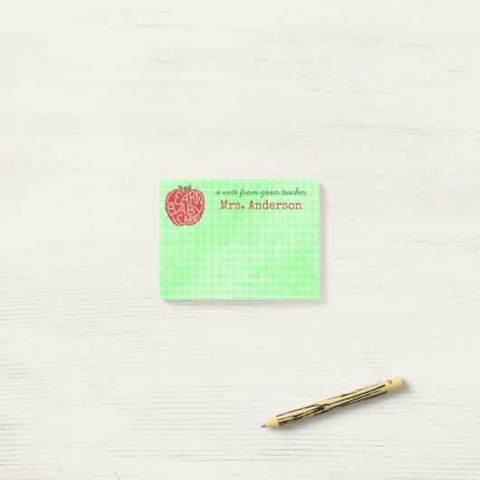 先生の学校の教室Apple |はベビー|の名前を学びます ポストイット (デスク上)