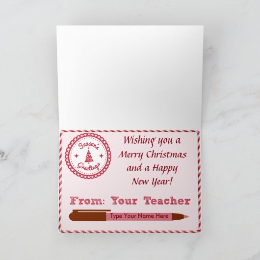 先生の小妖精や小人-パーソナライズなクリスマスカード シーズンカード (内部)