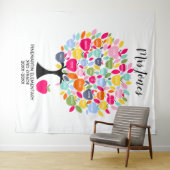 先生の引退記念 りんごの木 ネームプレート付き タペストリー (インサイチュ(横))