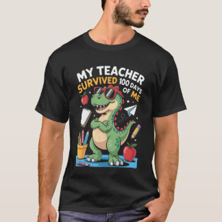 先生の恐竜100日の私小学校 Tシャツ