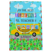 先生の感謝は|かわいいバス動物感謝していしています ミディアムペーパーバッグ (正面)