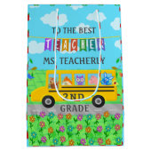 先生の感謝は|かわいいバス動物感謝していしています ミディアムペーパーバッグ (裏面)