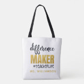 先生の感謝パーソナライズされたトートバッグギフト トートバッグ (裏面)