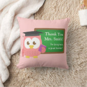 、先生の感謝日、かわいいピンクのフクロウありがとう クッション (ブランケット)