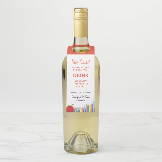 先生の感謝|のおもしろいなワイン ボトルネックタグ (ボトル)