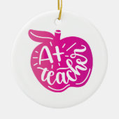 先生の教え日のA + Appleのシンボル セラミックオーナメント (正面)