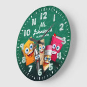 先生の教室のパーソナル化可能な時計 ラージ壁時計 (傾斜)