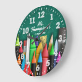 先生の教室のパーソナル化可能な時計 ラージ壁時計 (傾斜)