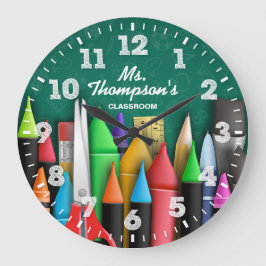 先生の教室のパーソナル化可能な時計 ラージ壁時計