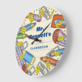 先生の教室のパーソナル化可能な時計 ラージ壁時計 (傾斜)