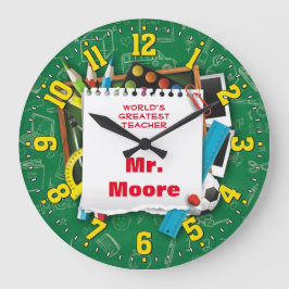 先生の教室のパーソナル化可能な時計 ラージ壁時計