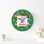 先生の教室のパーソナル化可能な時計 ラージ壁時計 (ホーム)