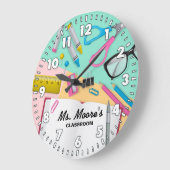 先生の教室のパーソナル化可能な時計 ラージ壁時計 (傾斜)