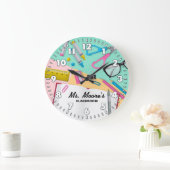 先生の教室のパーソナル化可能な時計 ラージ壁時計 (ホーム)