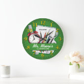 先生の教室のPersonalizableの時計 ラージ壁時計 (ホーム)