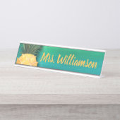 先生の教育者の専門のパイナップル水彩画 デスクネームプレート (正面)