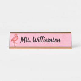 先生の教育者の専門のピンクのフラミンゴ デスクネームプレート