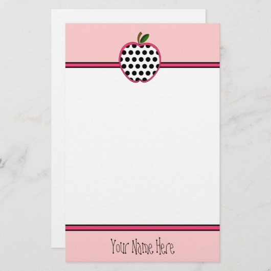 先生の文房具-水玉模様Apple 便箋 (正面/裏面)