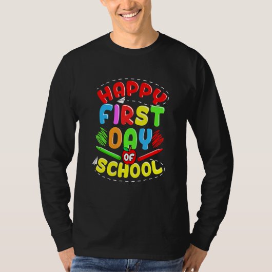先生の新学期おめでとう 学校 Tシャツ (正面)