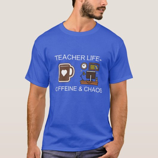 先生の日常 カフェインとカオス Tシャツ (正面)