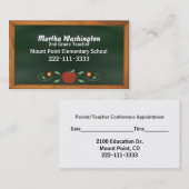 先生の旧式の黒板の名刺 予約カード (正面/裏面)